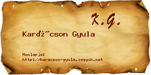 Karácson Gyula névjegykártya