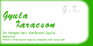 gyula karacson business card